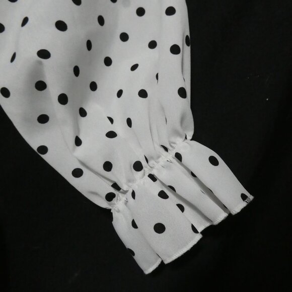 BOOHOO | size 16 | Black and White PolkaDot Romper | Tie Front - Picture 13 of 16